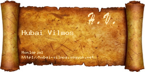 Hubai Vilmos névjegykártya